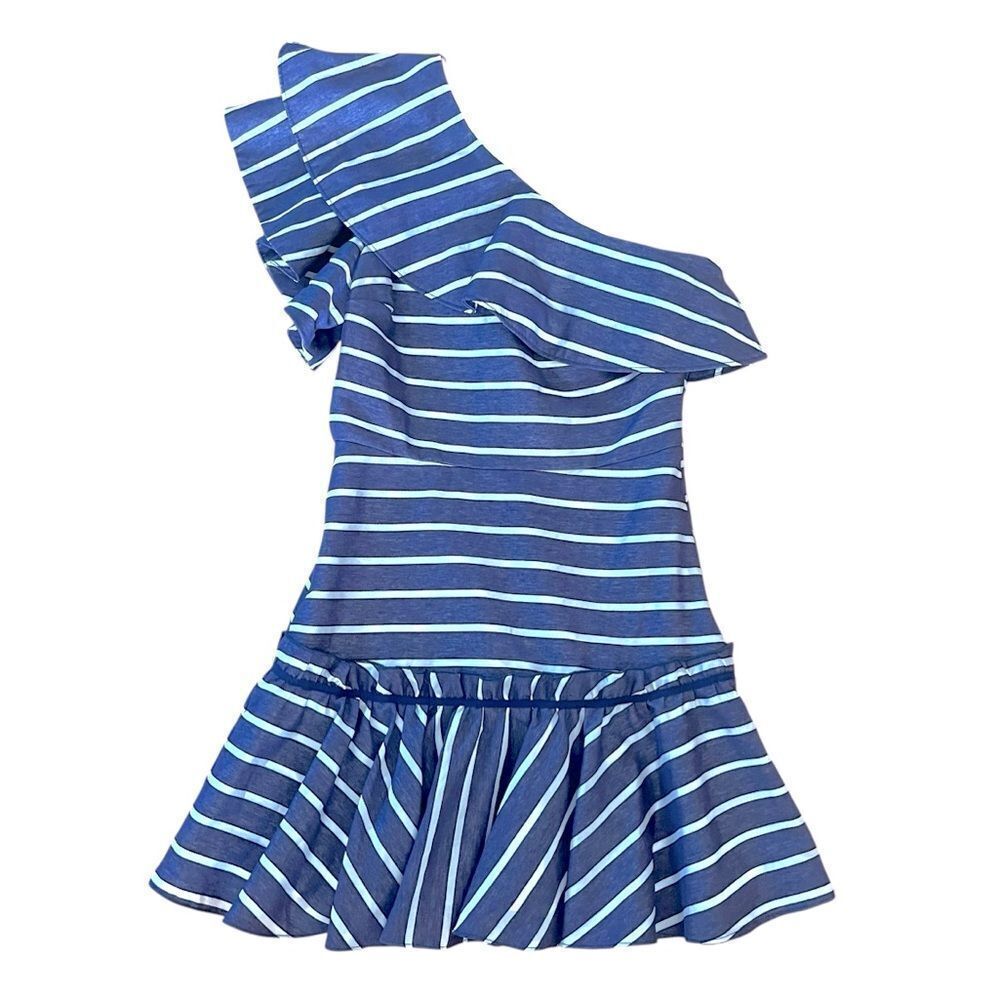 Prose & Poetry Striped One Shoulder Ruffle Mini Dress